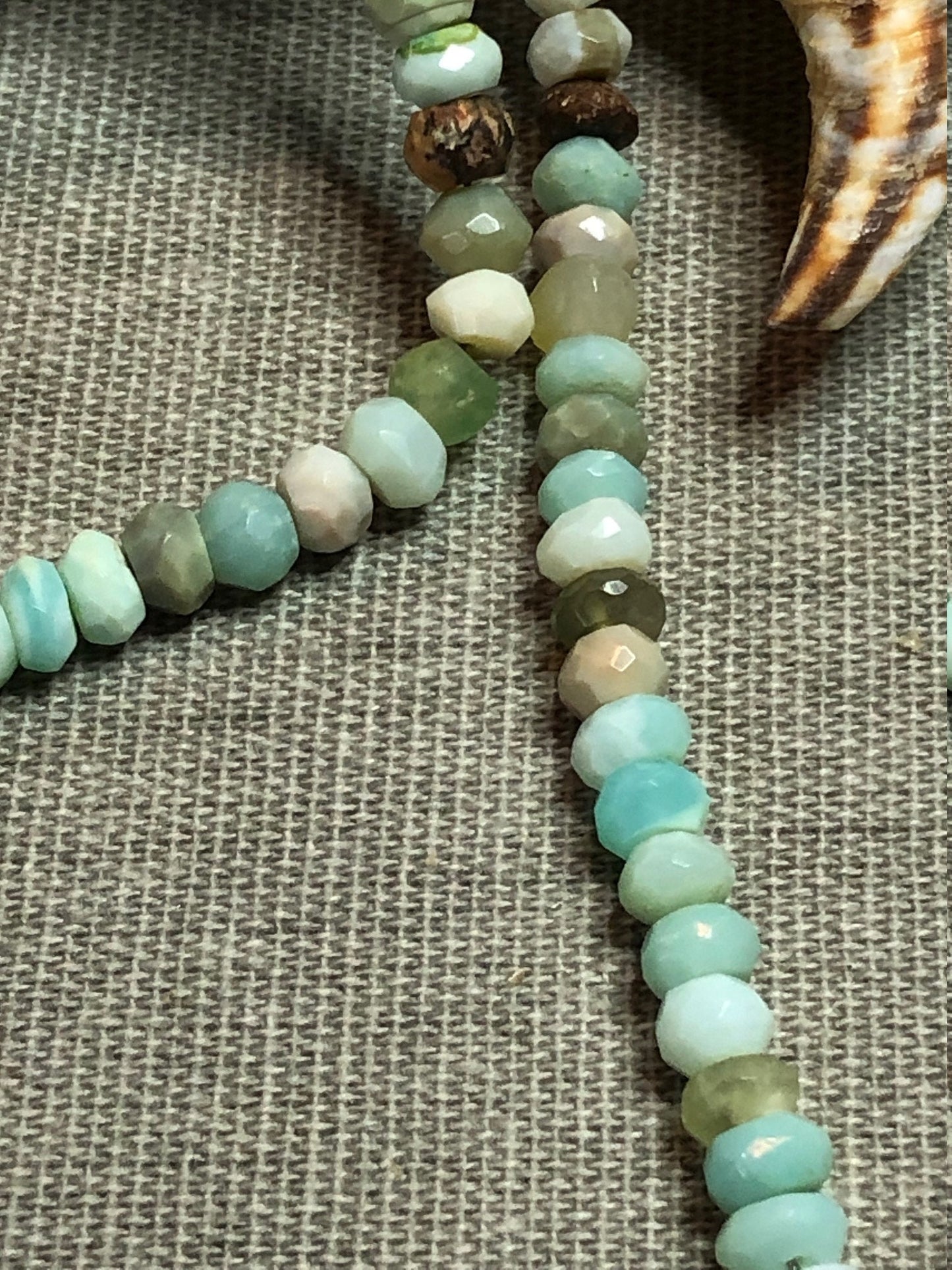 Beautiful Aqua Blue Faceted Peruvian Opal Beaded Necklace. 18K Gold Filled Lobster Clasp and Beads. 24" Ready To Ship