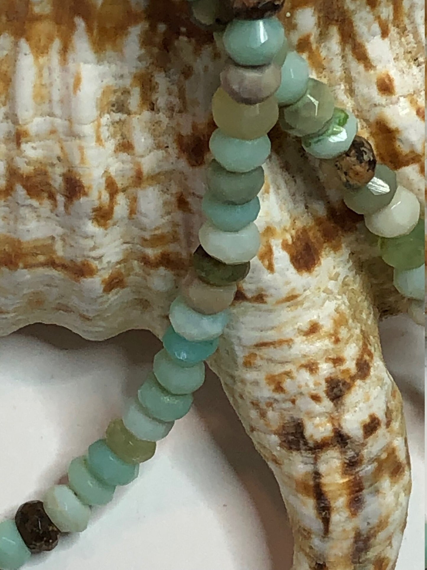Beautiful Aqua Blue Faceted Peruvian Opal Beaded Necklace. 18K Gold Filled Lobster Clasp and Beads. 24" Ready To Ship