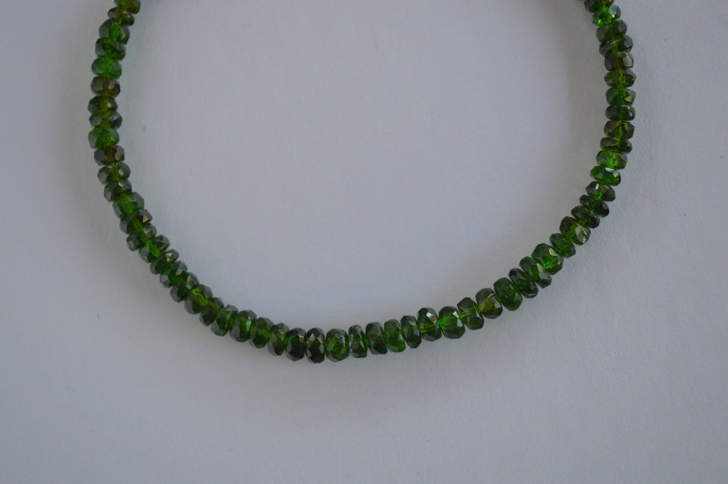 Beautiful and Sparkly Chrome Diopside Gemstone Beaded Bracelet. 7.5", Gold Filled Lobster Clasp and Beads.