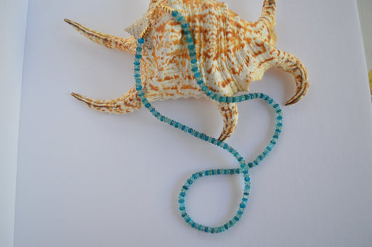 Blue Apatite Necklace. Beautiful Sky Blue and Turquoise Blue Faceted Rondels. 20", 4.5mm-5mm, Gold Filled Clasp and Beads