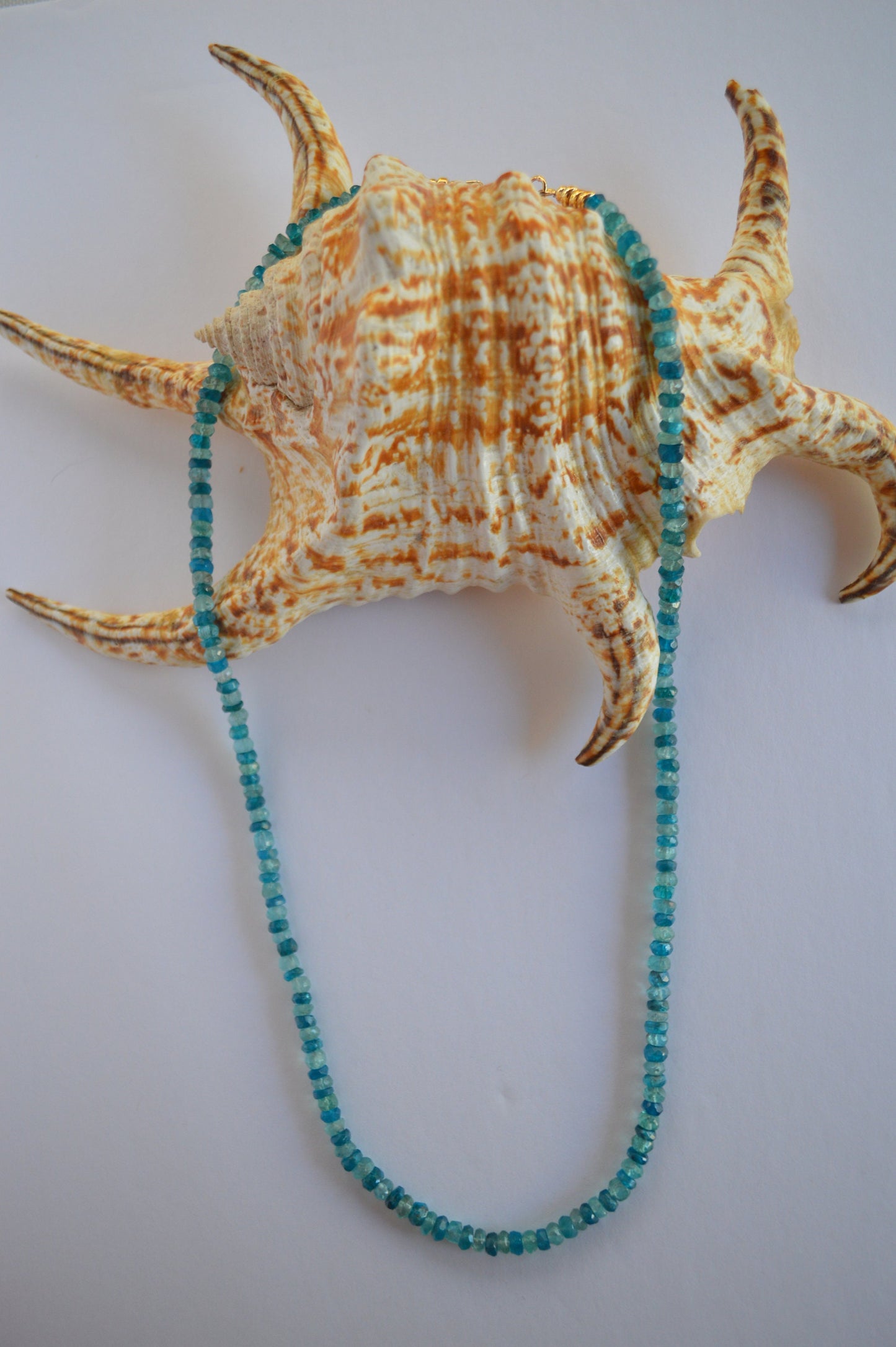 Blue Apatite Necklace. Beautiful Sky Blue and Turquoise Blue Faceted Rondels. 20", 4.5mm-5mm, Gold Filled Clasp and Beads