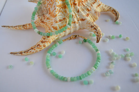 Beautiful Green Peruvian Opal Bracelet. Beautiful and Simple.  Looks Great Stacked!