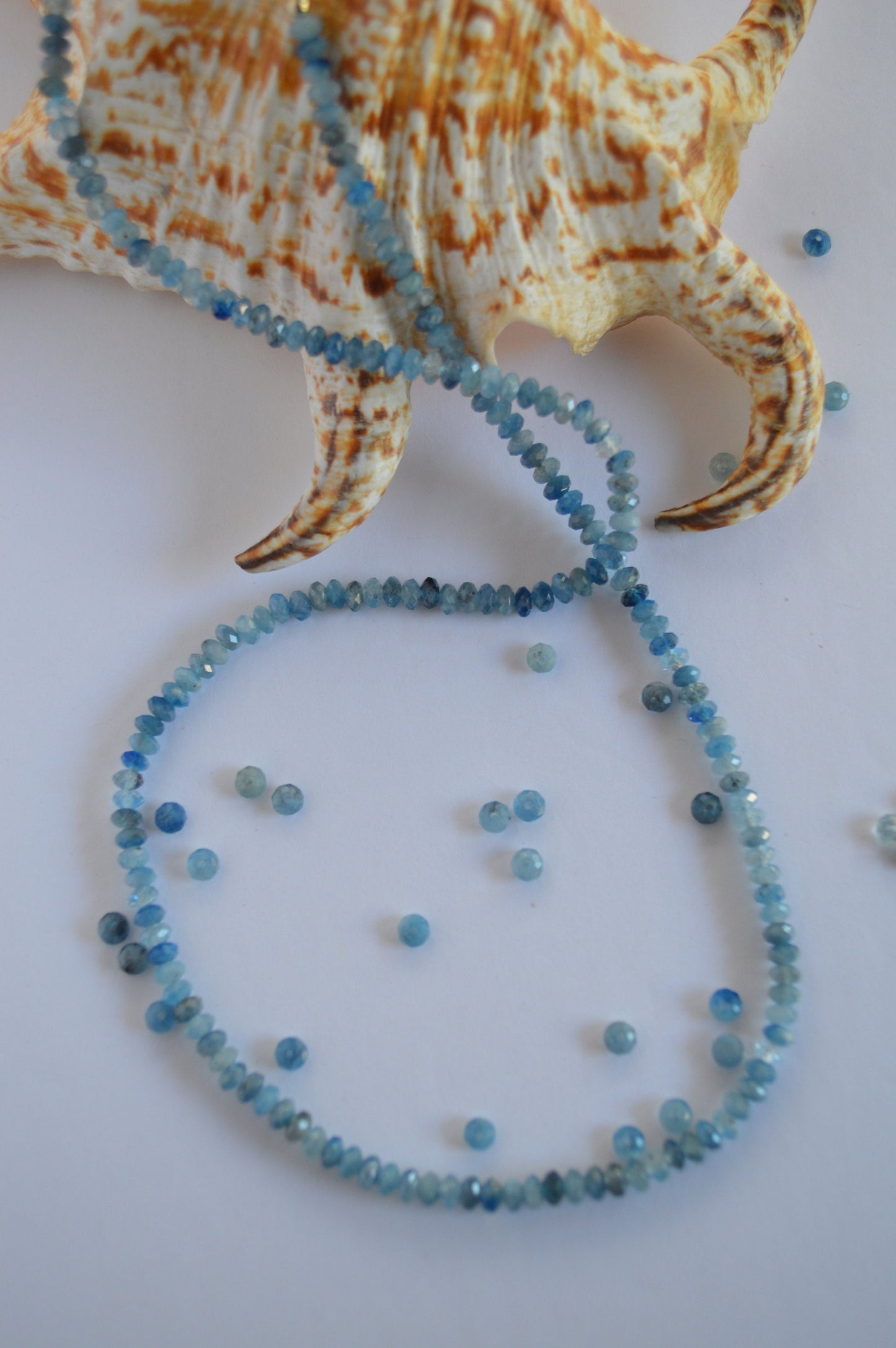 Beautiful AA Stormy Blue Aquamarine Handmade Necklace.  22 Inches of the Most Beautiful, Sparkly Blue Stones!  18K GF Clasp